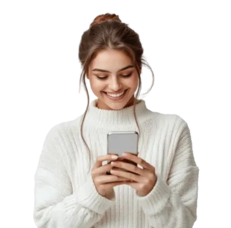 Personne heureuse avec un téléphone