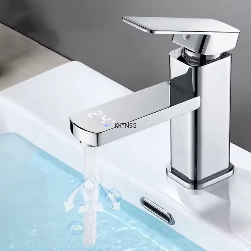 KKTN Xenon-Robinet d'Eau Chaude et Froide pour Évier, Température Numérique LED, Monté sur un Pont Intelligent