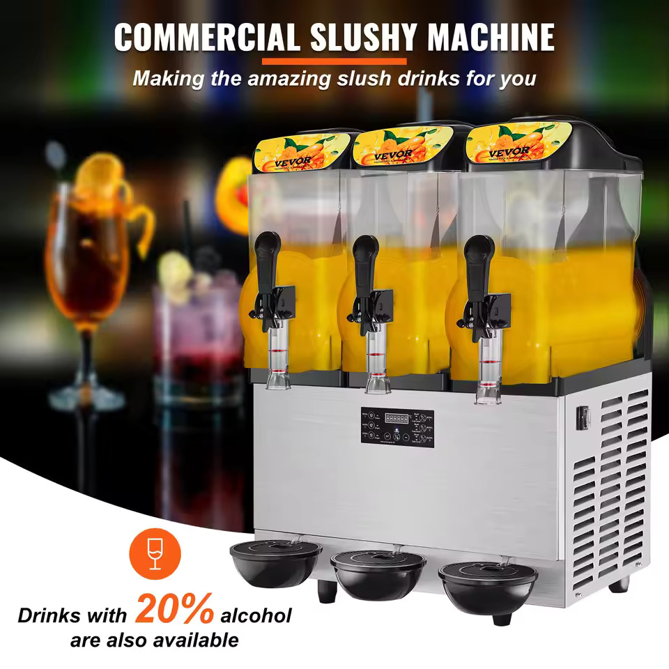 VEVOR-Machine à Slushy Commerciale en Acier Inoxydable de 36l et 9,6 Gal, Appareil pour Faire des Clics sur la Reine des Neiges