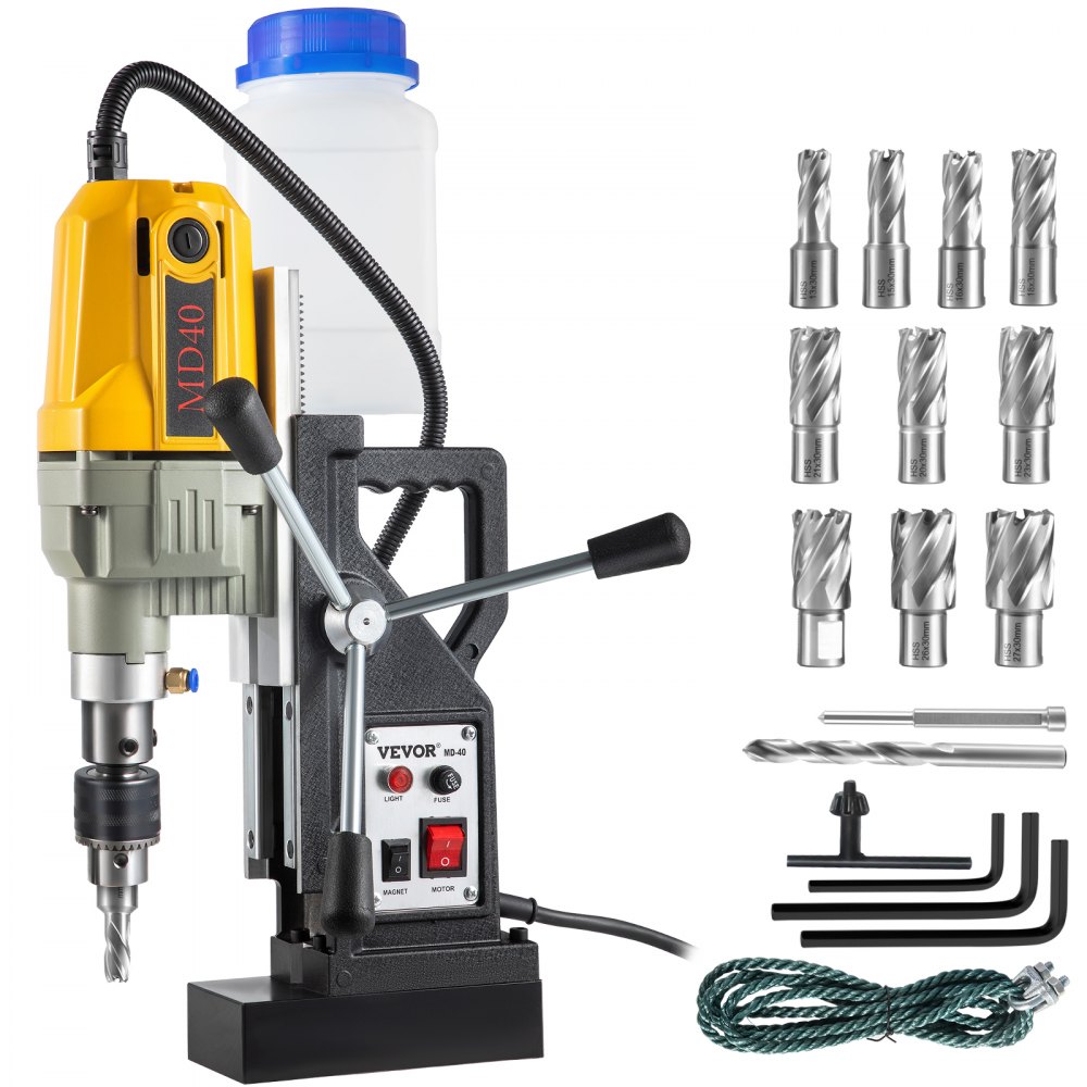 VEVOR Magnetic Drill, 1200W 1.57" Boring Diameter, 2922lbf/13000N Portable Electric Mag Drill Press with Variable Speed, 580 RPM Drilling Machine for any Surface and Home Improvement, CE Listed
